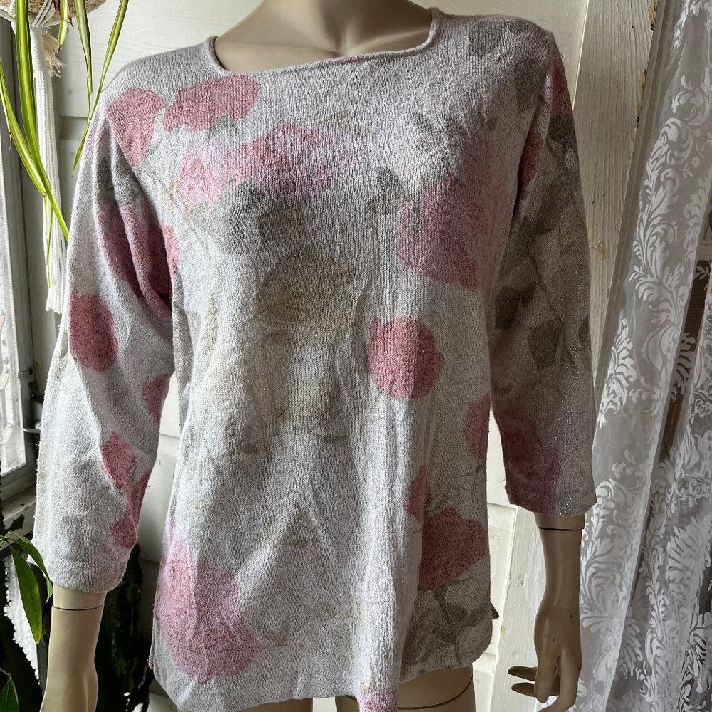 Cream and glitter floral sweater